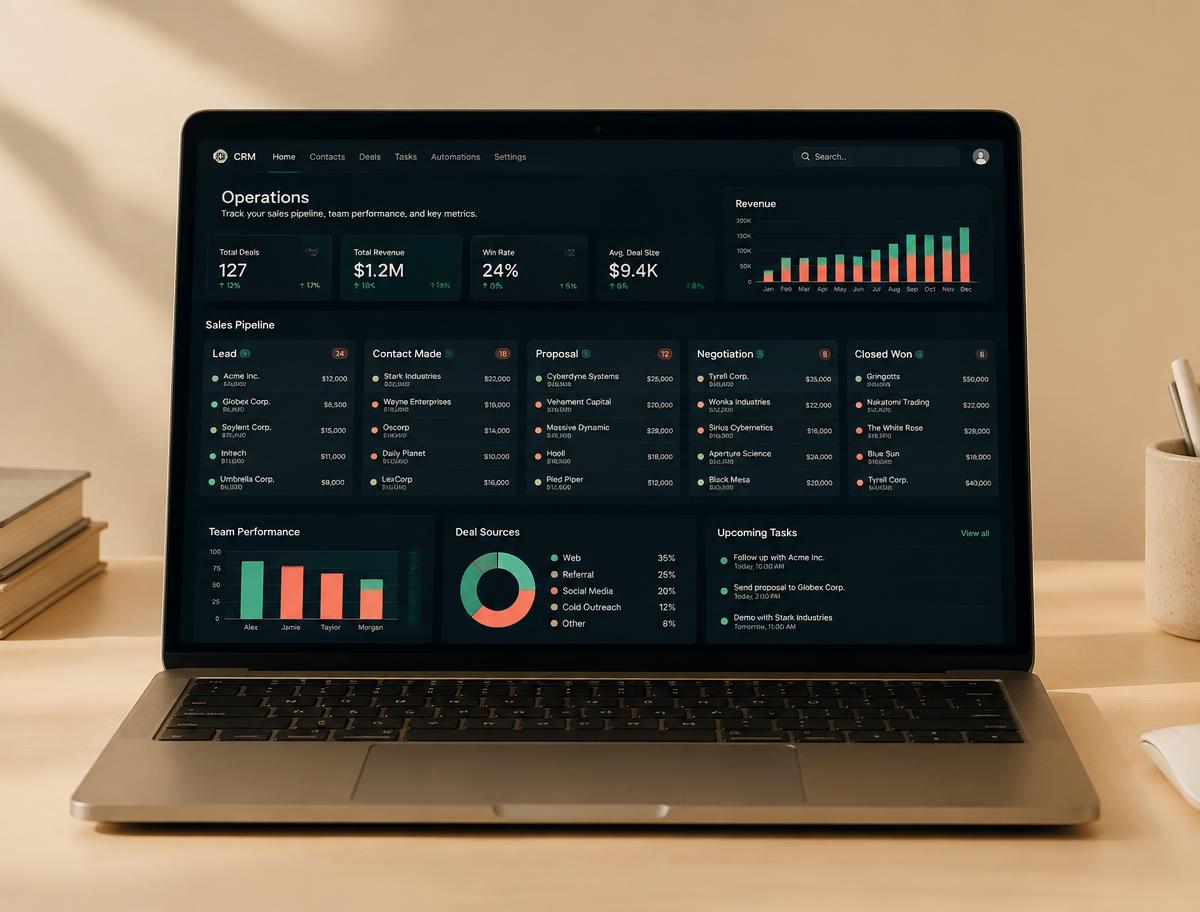 Custom owner dashboard on a laptop
